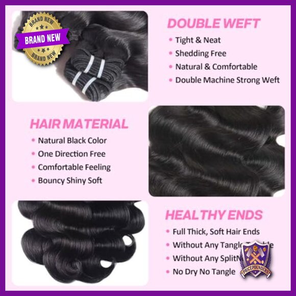 4 Body Wave Human Hair Bundles 18-24 Inch Brazilian Virgin Extensions main image 4